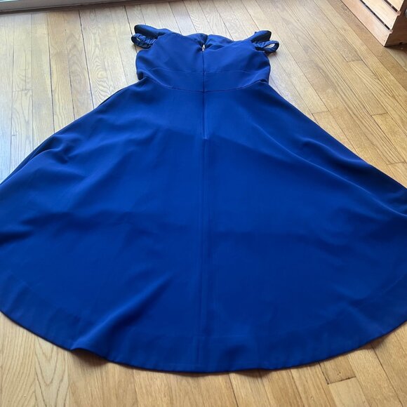 Aidan Mattox Size 14 Royal Blue Sweetheart Neck High Low Gown Cocktail Dress - Picture 12 of 16